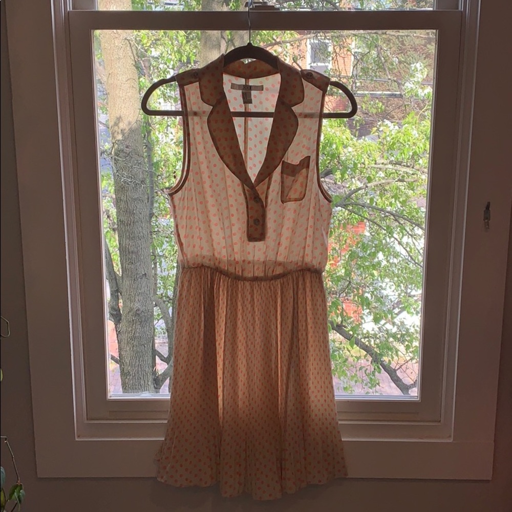 Blush/Peach Polka Dot Collared Dress